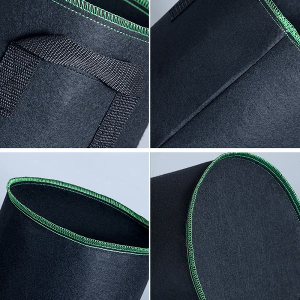 IC 5 Plantesække, Non-Woven Træplantningssække til dyrkning af planter (sorte og grønne kanter, ingen bærende (1 gallon) Φ18*15)