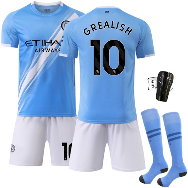 -26 ny sportdräkt 17 De Bruyne klubb fotbollströja nr 9 Haaland Manchester City hemma No. 10 with socks + protective gear #twenty two