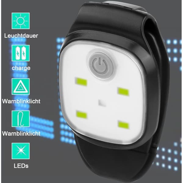 Clip-on løpelys 2 stk USB Oppladbar LED sikkerhetslys med 4 moduser for nattløping Utendørs reflekterende hodelykt