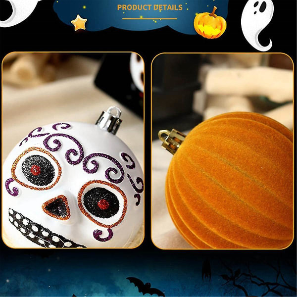 Skrämmande skräckskalleutskriftsbollar Halloween prydnad Pumpadekorer Få din skräckskalprydnad