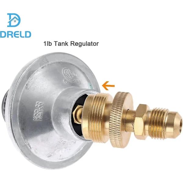 1lb propan tank regulatoradapter, solid messing 1 tomme 20 hunn til 3/8 hann flare, for grillvarmer komfyr røyker
