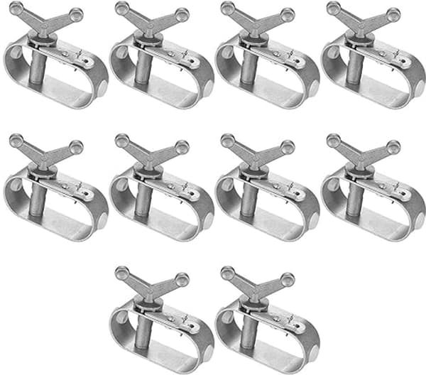 Wirestrammere, 10-pak, Kabelstrammere i aluminium, 150-200 kg, Til poolovertræk, tørresnore og telte, Sølv