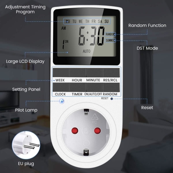 IC Digital timer 16A / 3680W Eluttag 16 konfigurerbar