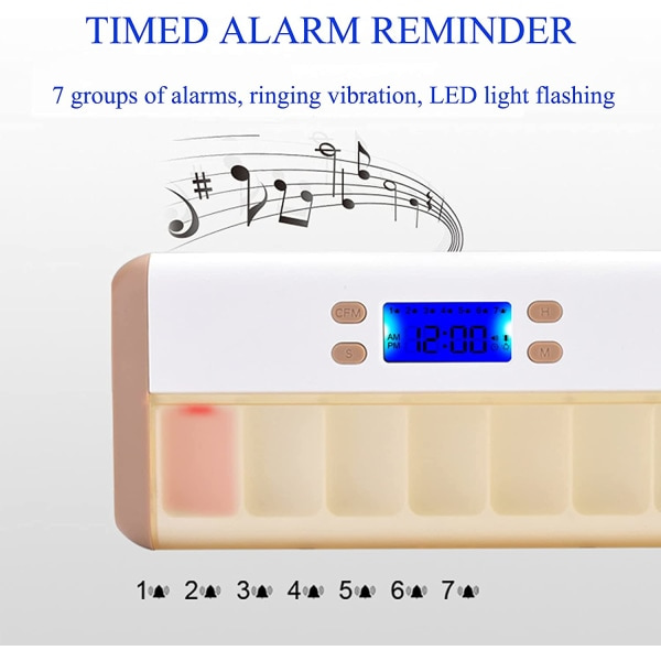 IC Veckofylld pillerlåda med LED elektronisk timingpåminnelse-brun