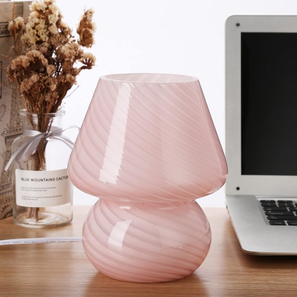 IC Svamplampa,Glas svamp Sängbordslampa Genomskinlig Murano Vintage Style Randig Liten Nattduksbord Skrivbordslampa Swirl Light