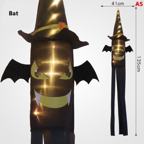 IC Halloween Skelet Vindsok Flag Lysende Menneskeligt Skelet Hængende A5