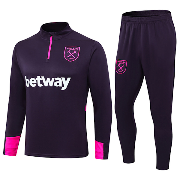 2425 Ny Spanien Portugal Brasilien Voksen Langærmet Fodbold Træningsuniform Sæt West Ham/Lilla West Ham/Lilla West Ham/Purple XL