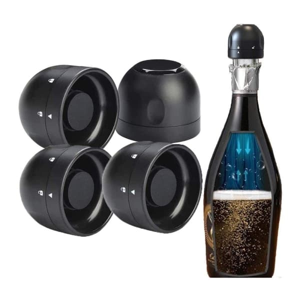Set med 4 champagneflaskor roterande silikonvinflaska