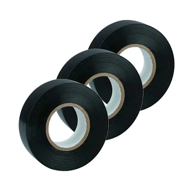 3x 10m Electrical Tape Black PVC High Quality Long Insulation Electrical Cables