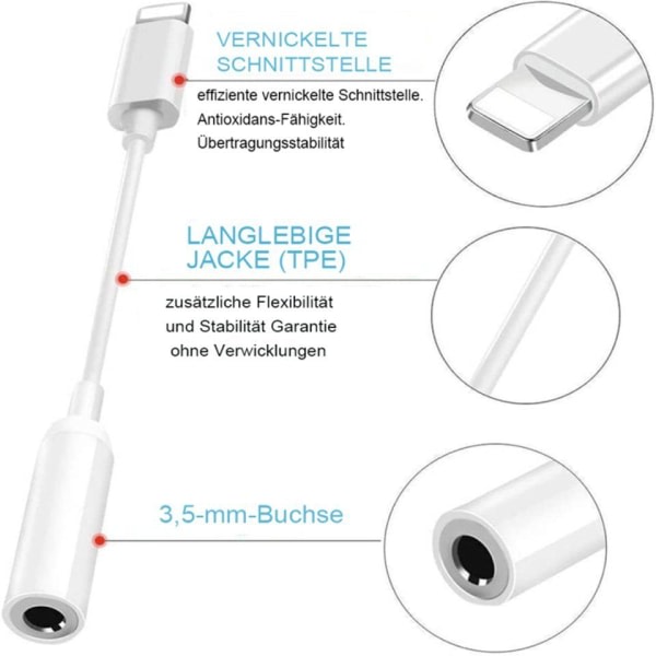 IC CNE (sett med 2) iPhone 3,5 mm jack-adapter, støtter alle