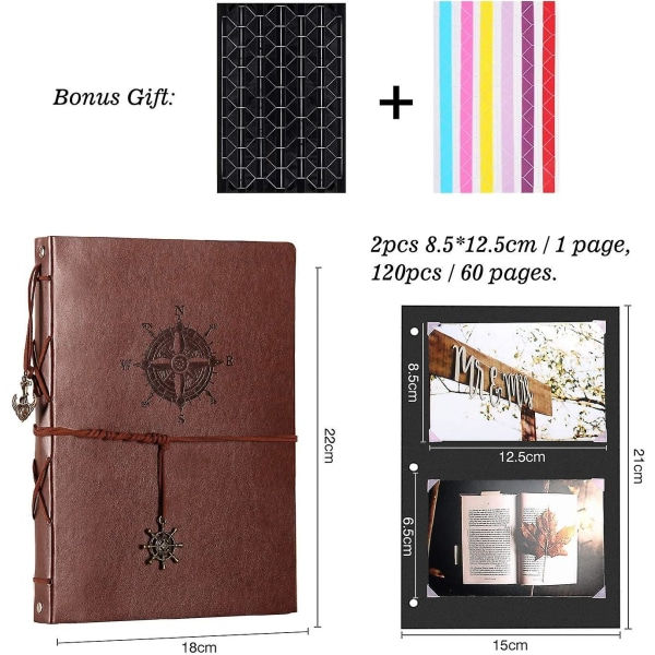 IC Fotoalbum til at designe selv Læder Scrapbook Album Sorte Sider Fotobog til at sætte ind