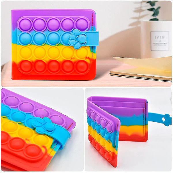 IC Pop Plånbok Plånbok för tjejer Kvinnor Fidget Pops Poppet It Söt Mini Små Regnbågsplånböcker Myntficka Kreditkortshållare Handväska