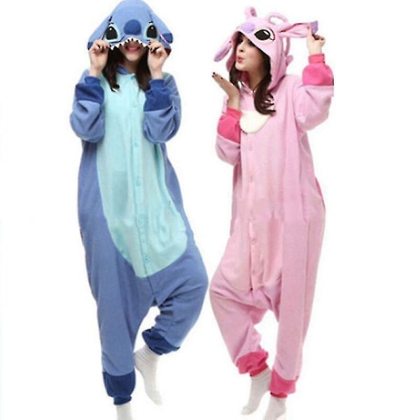 Stitch Pyjamas Anime Tecknad Nattkläder Outfit Jumpsuit Rosa S