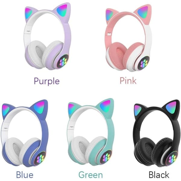 IC Gaming Headset Modus Bluetooth Barn Vuxen Katt Ører Strekkbare Reduksjon Hodetelefoner Dataspill Hodetelefoner