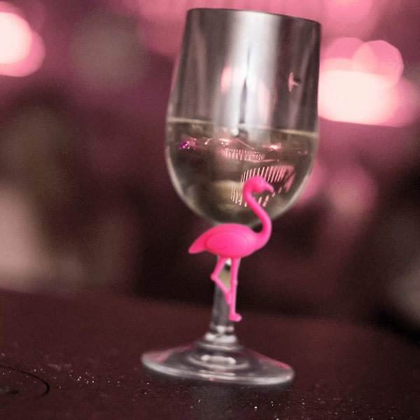 12 st Silikonglasmarkörer Party Vinglasmarker Dryckesmarkörer Etikettetiketter Flamingo Wine Glass Recognizer Återanvändbar