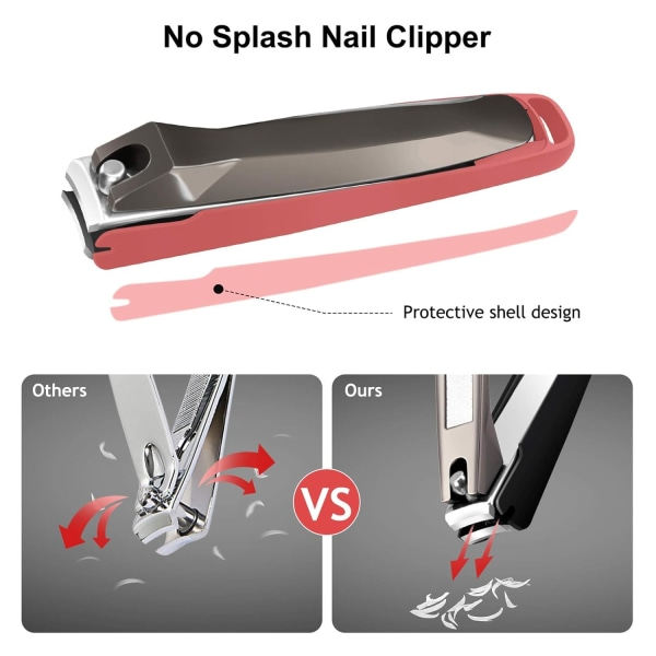 IC Nagelklippare med uppsamlare, 2-pack nagelklippare, stänkfria nagelklippare