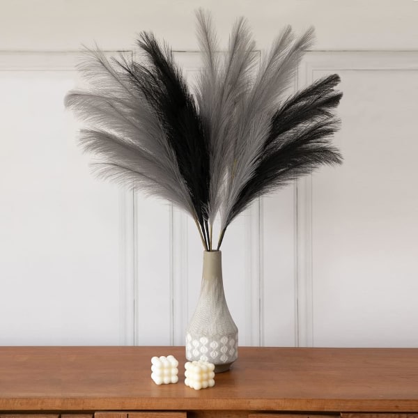 IC Stora Pampas Gräs Grå Faux 5 stjälkar Extra Fluffig Faux 70cm Flow