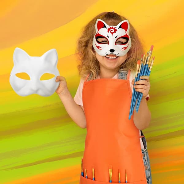 10-pack kattmasker, DIY-pappersmasker för Halloween-cosplay, maskeradfester och gruppevenemang, vit