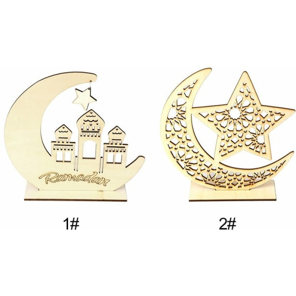 IC JM01354 Trä Eid Mubarak DIY Måne Heminredning
