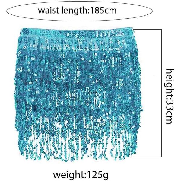 IC Magdans Hip Kjol Tofs Scarf Paljett Wrap Rave Kostym för