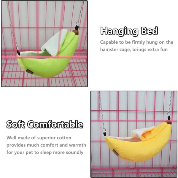 IC Hamster Sängkläder Set med 2, Chinchilla Burtillbehör Hängmatta, Hamsterhusleksaker för Smådjur Sugar Glider Aacute;Ekorr Hamster Råtta Chinchilla Lek Sova