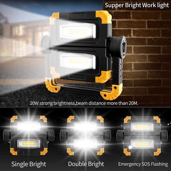 IC Bærbar LED-spotlight, IP44 vanntett 2X10W COB Arbeidslys