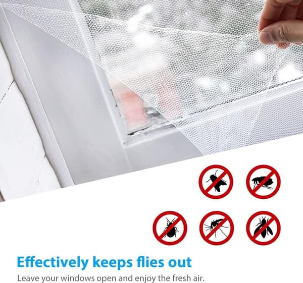 130x150cm - Window Net - Insect Screen - Cuttable - Insect Protection - Fly Screen - Window - Self-Adhesive - Mosquito Net - Keeps