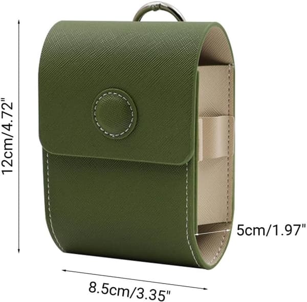 Golfboldholderpose, læderbæltetaske med bælteclips, opbevaring af golftilbehør til mænd og kvinder, grøn, 12 x 8,5 x 5 cm