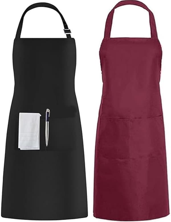 Køkkenforklæde, Unisex Justerbar Krydsryg Polyester Smæk Med 2 Forlommer Til Madlavning, Grillning, Bartending Og Håndværk