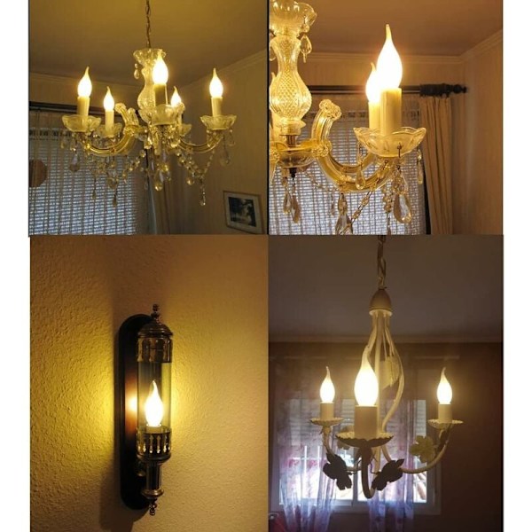 E14 LED Flamljuslampa, Ljusform, Varmvit 2700K, 4W Glödlampa motsvarande 40W, 400lm, 12-pack [Energiklass A+]