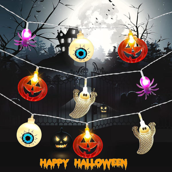 IC Dekorative Gresskar Spøkelses Spindel Lys - Halloween Fe-lys
