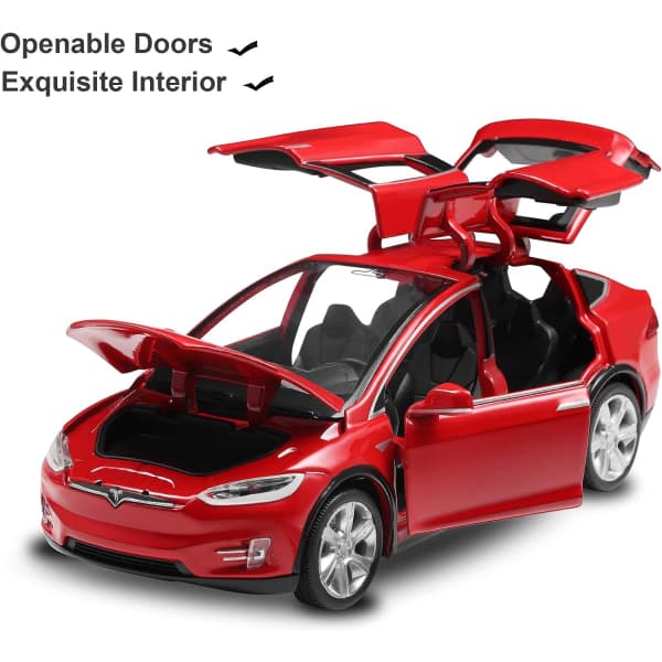 IC Legetøjsbiler Model X 1:32 Træk Tilbage Køretøj Diecast Bilmodel Billeksager til Drenge og Piger 3 til 12 år Rød