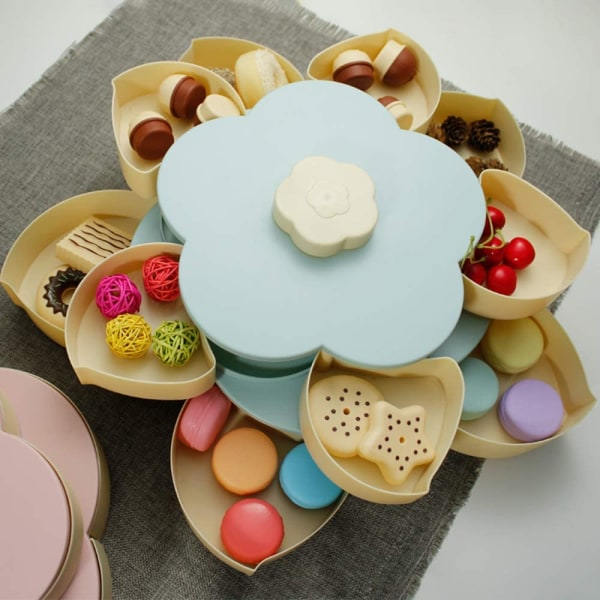 IG Tidyard Dobbeltlags Snackboks Godisfade Blomsterform Blå