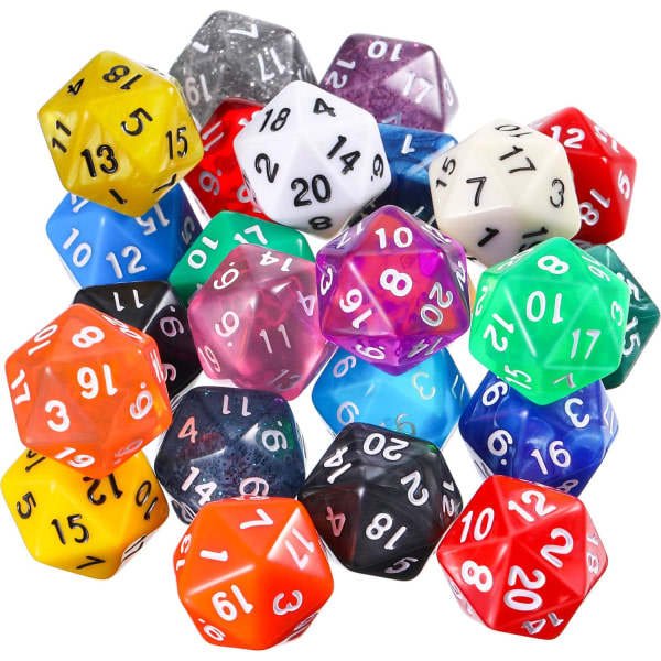 25-delad polyedrisk set med svart påse för DND RPG MTG ja andra bordsspel med slumpmässigt flerfärgat sortiment (D20) IC