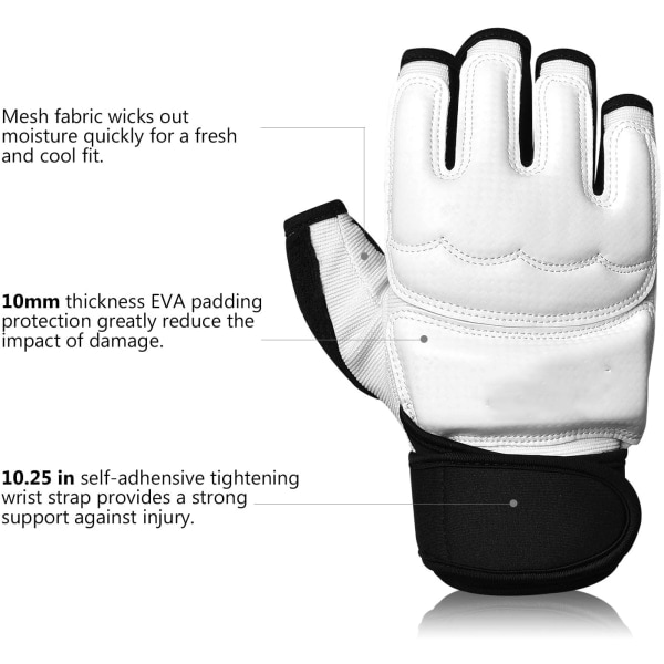 IC Bokseposeboksning Kampsports MMA Sparring Grappling Muay Thai Taekwondo Træning PU Læder Håndledsbind Handsker - Hvid - M
