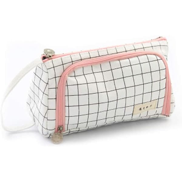 IC Case Stor Kapasitet Canvas Pennfodral Case for Jenter og Gutter Sminkepung (Svart og Hvit)