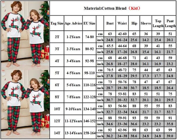 Matchende julepyjamas til familien og børn Kids 3T
