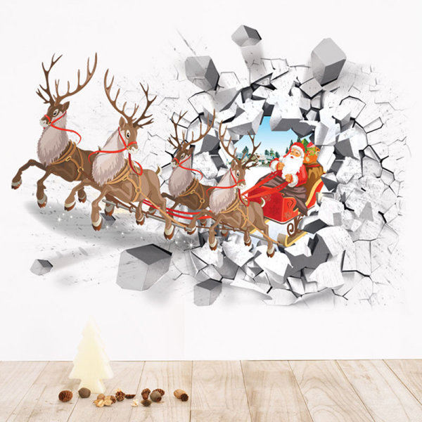 IC Jul Veggdekor Dekal 3D Simulert Vindu Julenissen