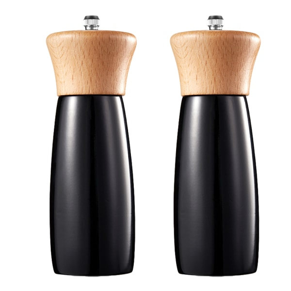 Salt- og peberkværn i træ, elegant fyrformet salt black