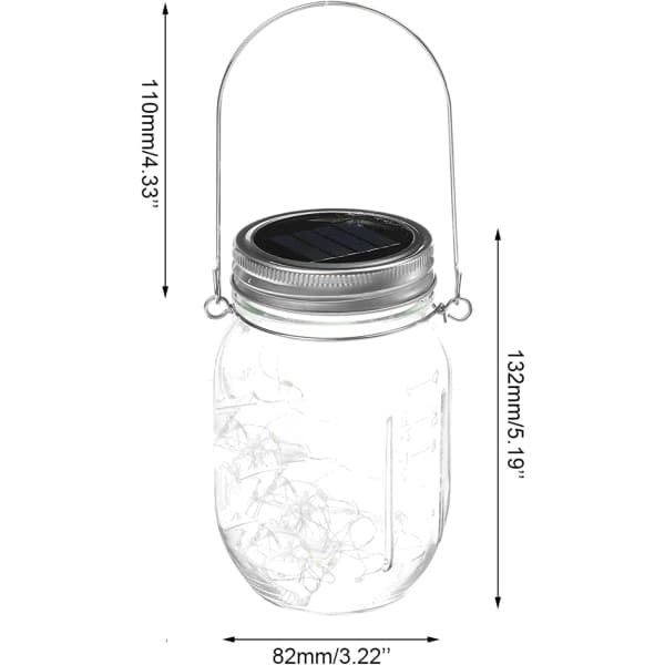 IC 2-pack Mason Jar Solcellslampa, 20 LED Utomhus Sol