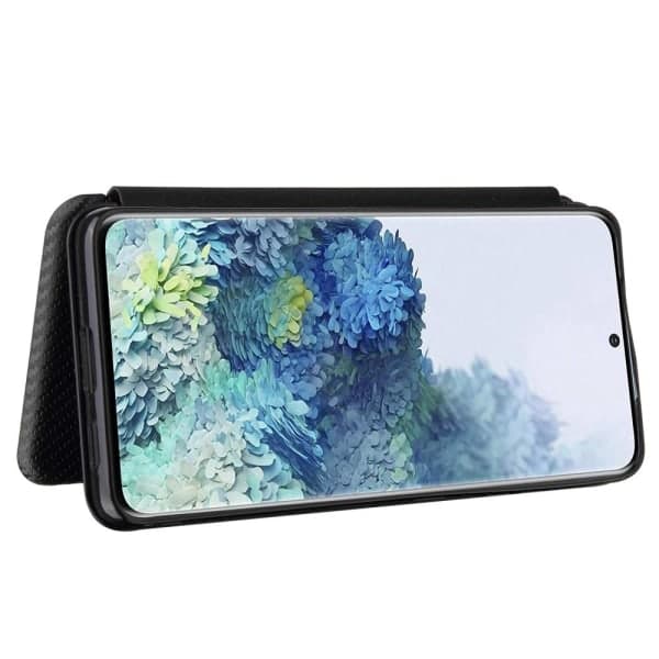 Samsung Galaxy S21 Ultra - Kulfibertekstur Etui - Sort Sort Sort