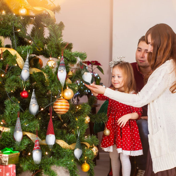 Juldekorationer Julgranshängande Tomtar Prydnader Handgjorda Svenska Tomte-dekorationer Plysch Skandinavisk (16 stycken)