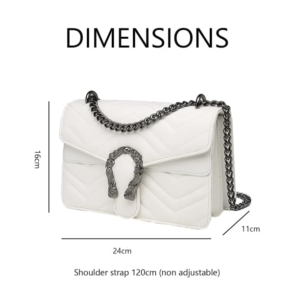 IC Crossbody-väska för kvinnor Axelväska Läder - Ormtryckt vit