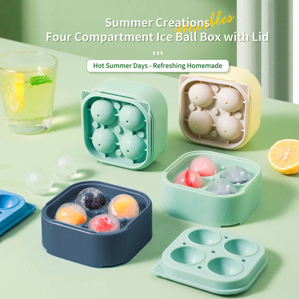 IC Ice Ball Maker Silikon 3D Stor Stor Rund Sfär Hgh Ball Ice Gul