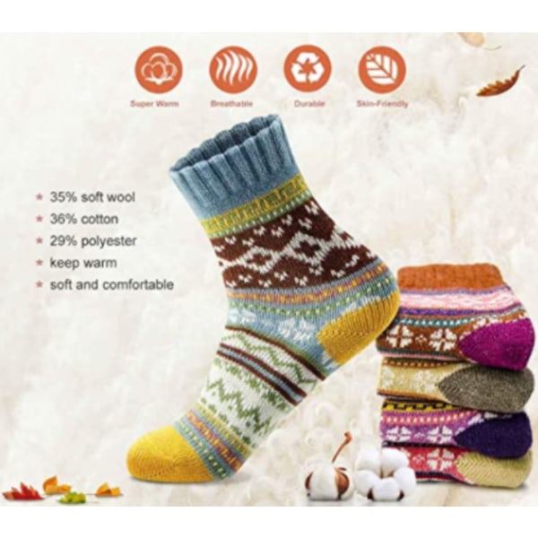 5-pack vintervarma tjocka mjuka julklappsstrumpor