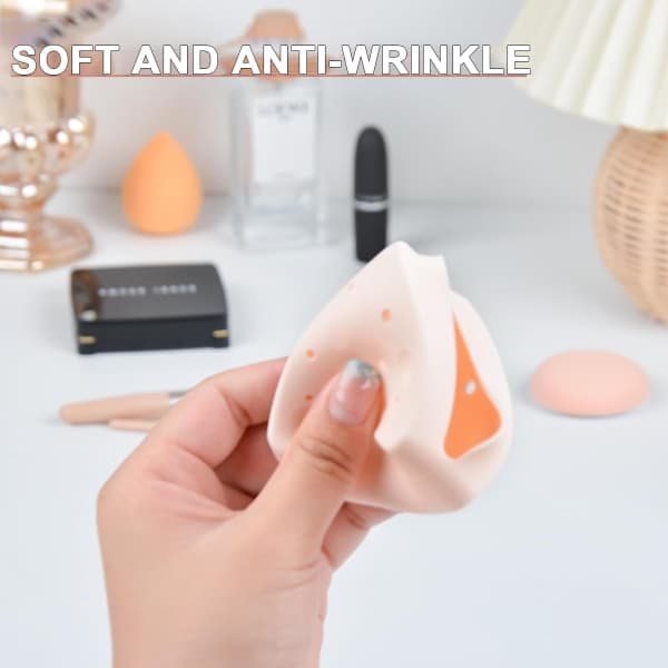 IC Triangel Powder Puff Case, Pustende Silikon Sminkesvamp Rosa