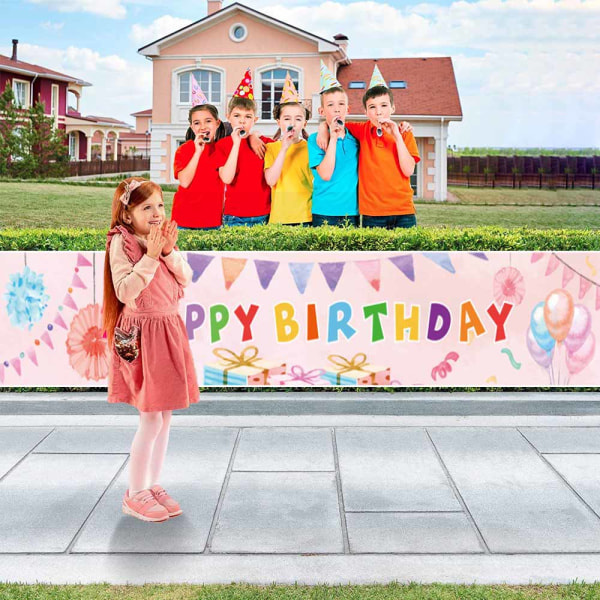 Grattis på födelsedagen Gräsmatta Banner Färgglad Utomhus Dekoration Födelsedagsmönster 7
