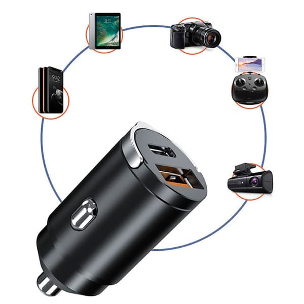 IC 100W bil USB-laddare Super Charge USB-A USB-C Tändare för telefon