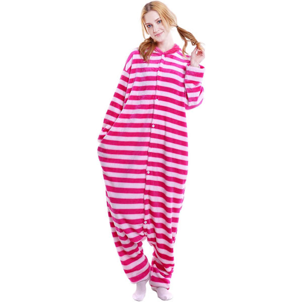 Vuxen Unisex Jumpsuit Kostym Djurkostym Steppdans Kostym Pyjamas Huvtröja Nattkläder Rollspel Cartoon 3D Pyjamas Karneval Jul Halloween Cheshire cat S