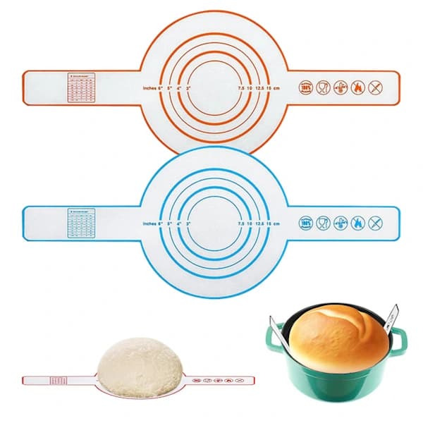 3 Pcs Silicone Baking Mat Non-Stick Bread Lifter Reusable Food Grade Bread Mat with Long Handle for Home Kitchen Black Black